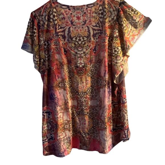 Pre Owned Women's Apt 9 Floral Flowing Blouse Sz XL Embrace Your Inner Hippie - Picture 4 of 9